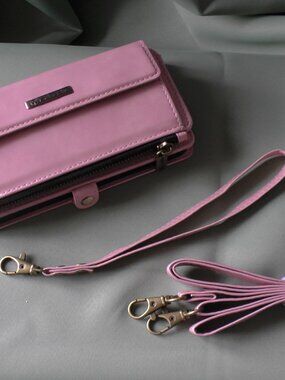 S24FE CaseMe Crossbody / Wristlet Pink Purse / Phone / Wallet